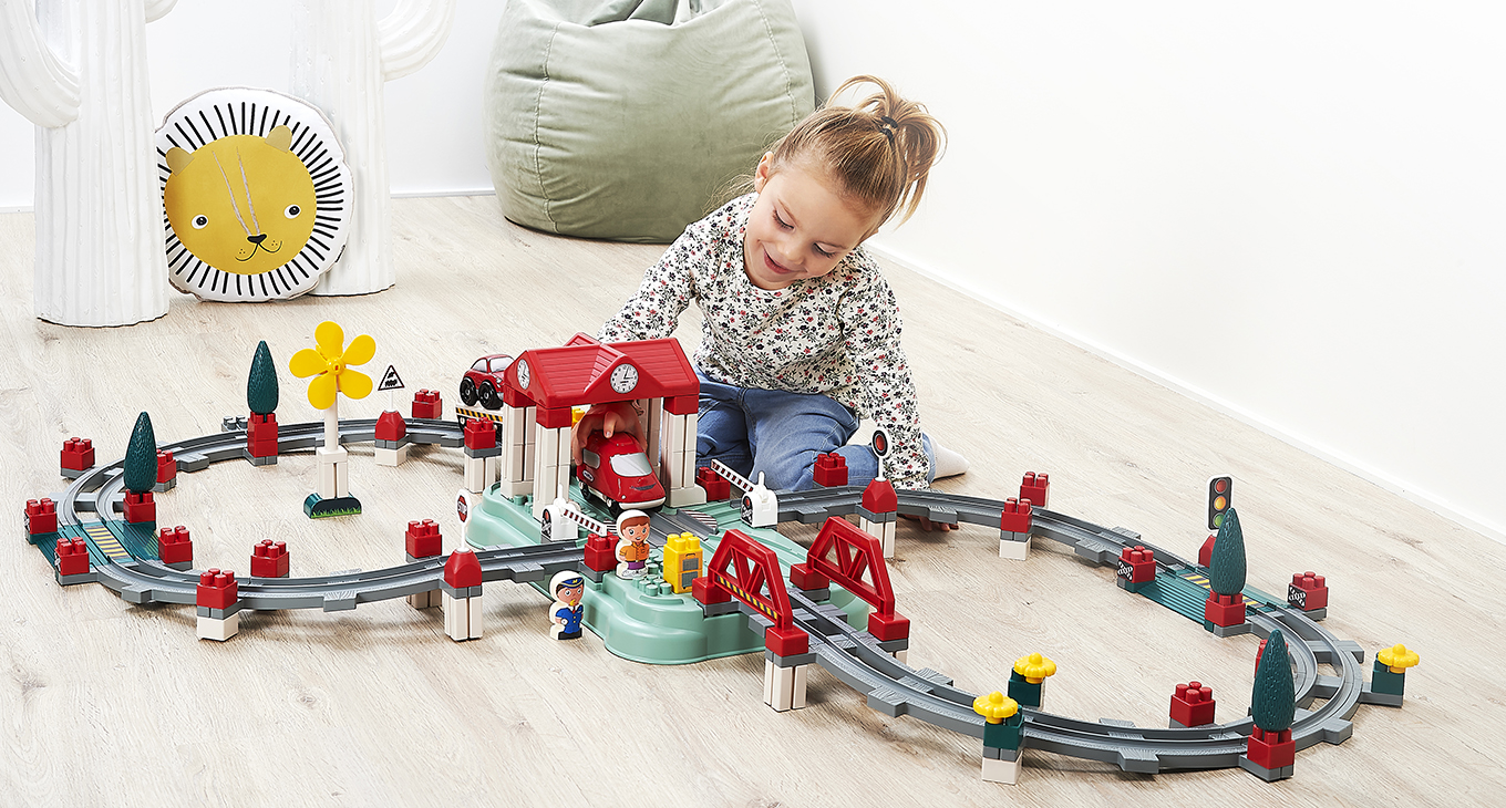 jouet, ecoiffier, circuit, train, gare